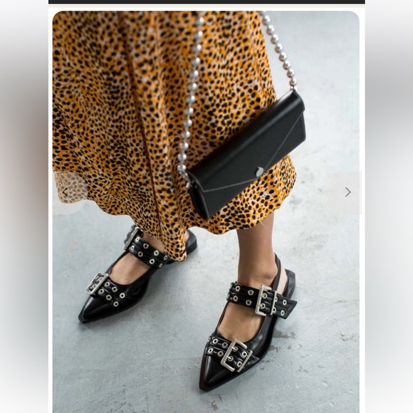 Ganni Chunky Buckle Welt Ballerina Size 41 - Picture 4 of 9